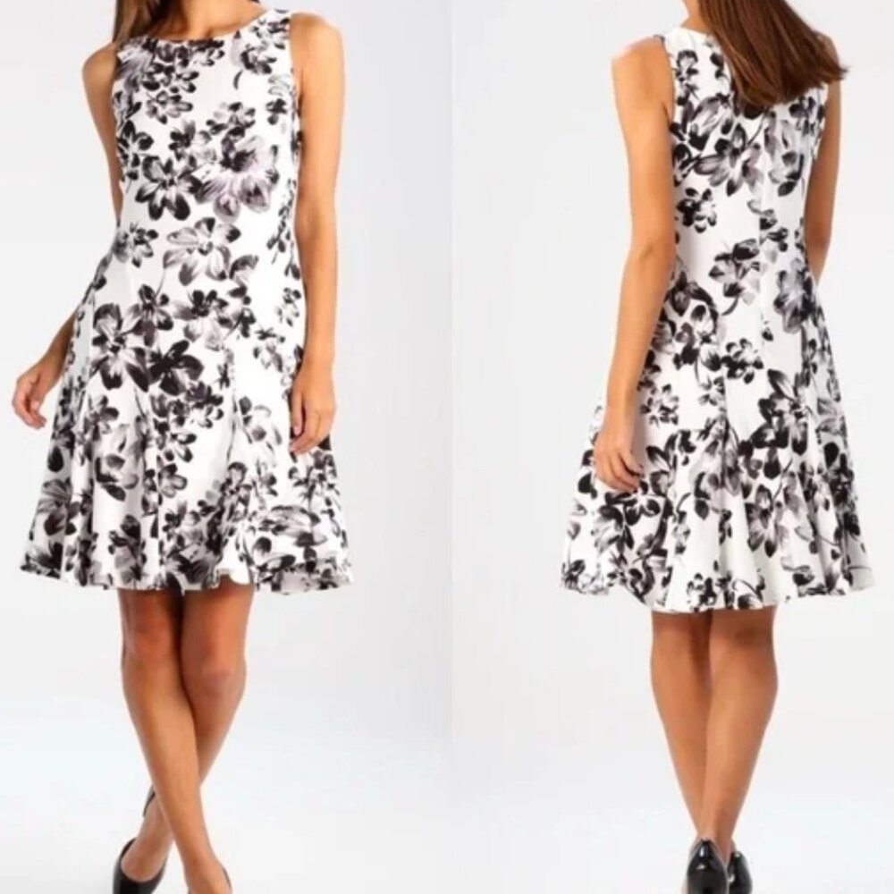 Ralph Lauren Black and White Floral Dress, size 10